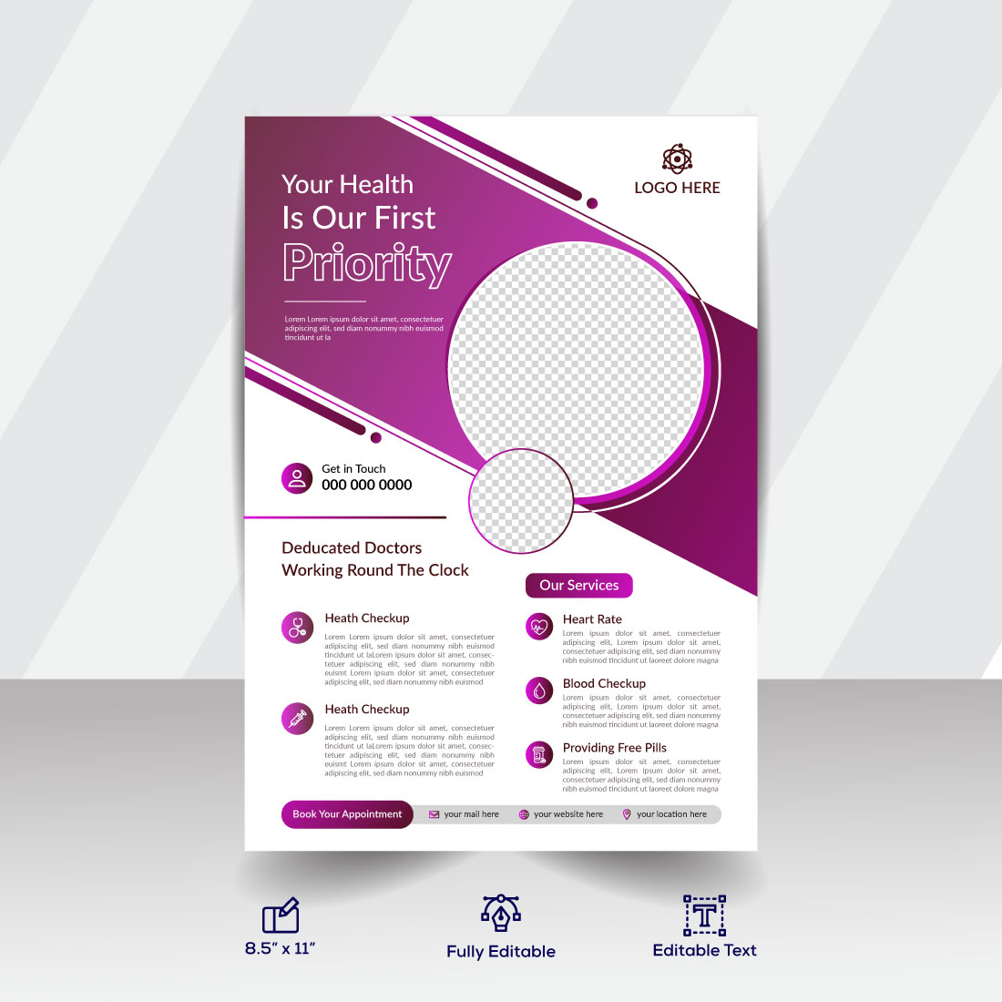 Medical Flyer Design Template preview image.