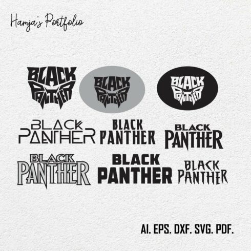 Black Panther Bundle ,Silhouette Digital Clipart,Wakanda Printable SVG Cut File, Black Panther Svg, Png, Digital Arts llBlack Panther typography Bundle cover image.