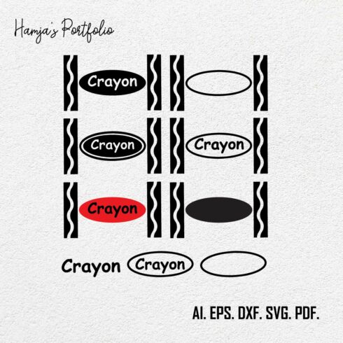 Crayon label SVG, Crayon wrapper SVG, Crayons SVG, Crayon label cut file, Crayon bundle cutting file for Cricut Silhouette png jpg dxf eps cover image.