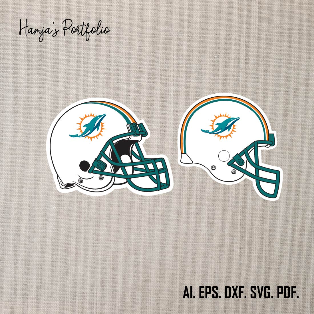 Miami Dolphinns Football SVG ll Sport vector logo set preview image.