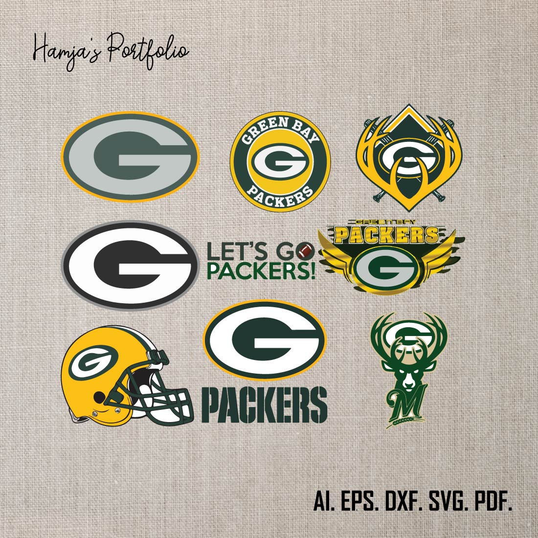 Green Bay Packers Logo SVG Set ll sport vector logo set preview image.