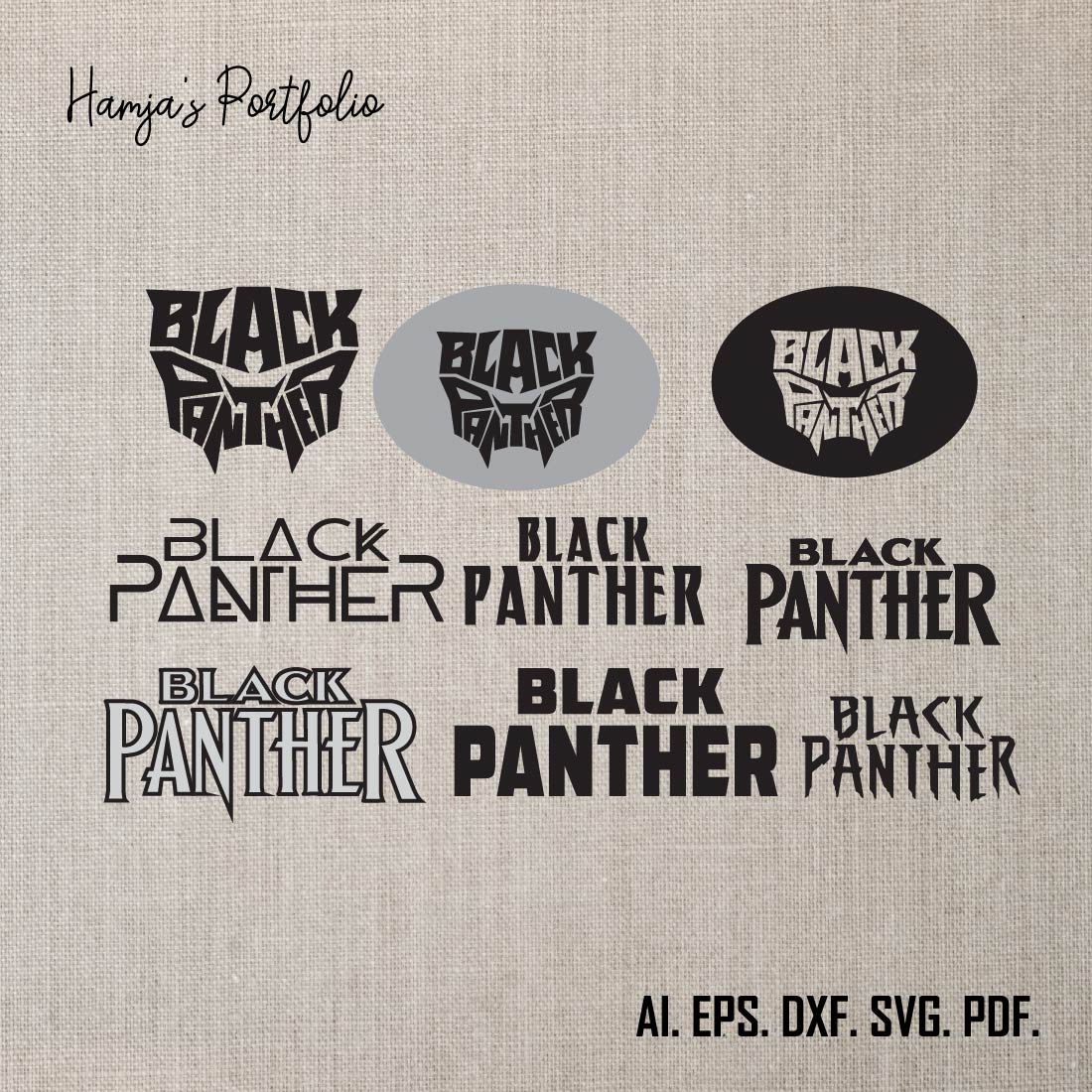 Black Panther Bundle ,Silhouette Digital Clipart,Wakanda Printable SVG Cut File, Black Panther Svg, Png, Digital Arts llBlack Panther typography Bundle preview image.