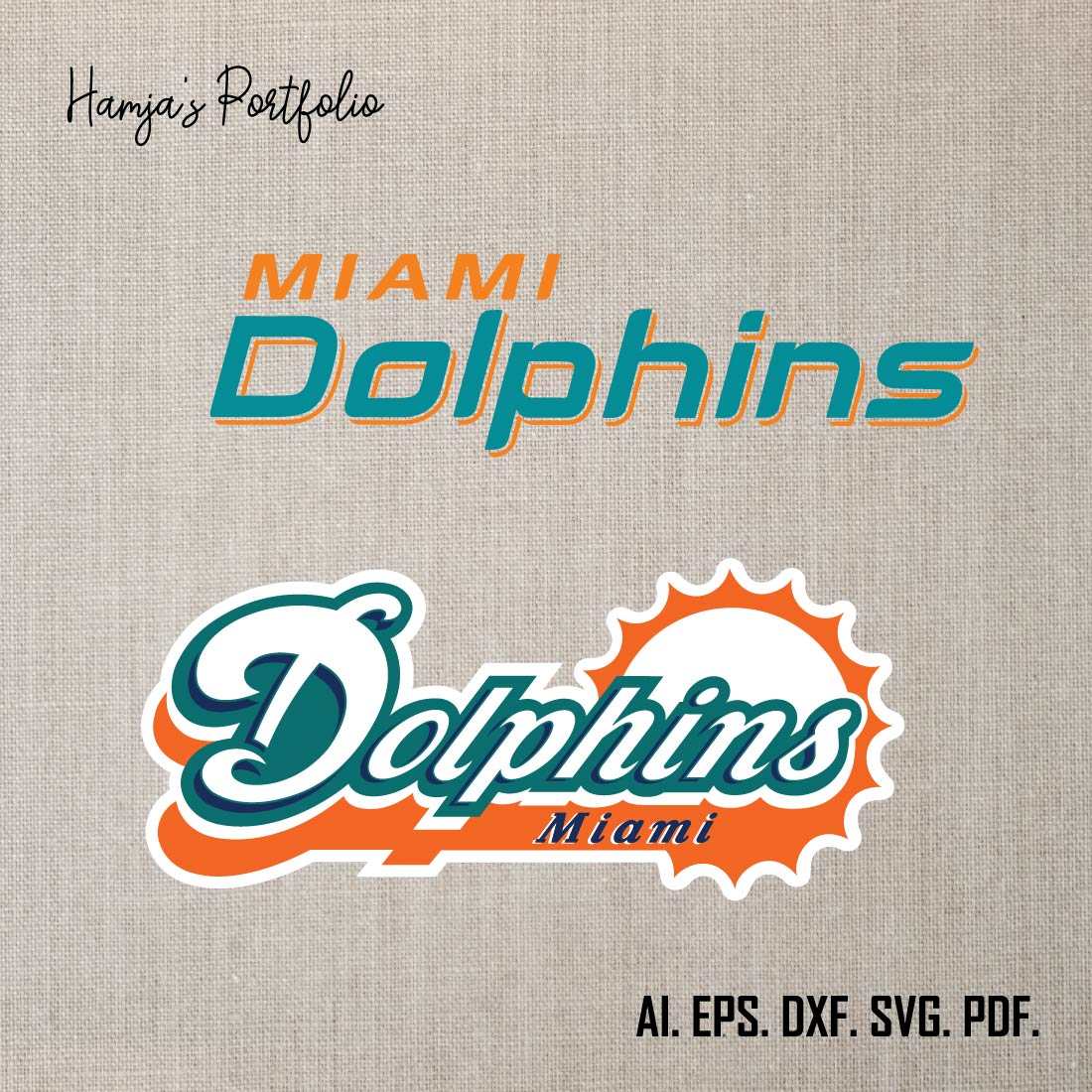 Miami Dolphinns Football SVG ll Sport vector logo set preview image.