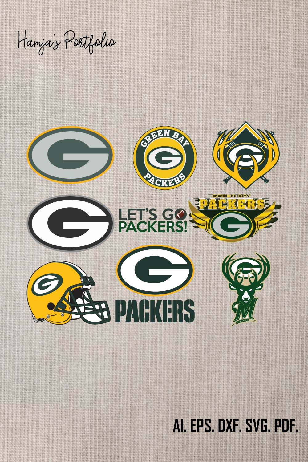 Green Bay Packers Logo SVG Set ll sport vector logo set pinterest preview image.