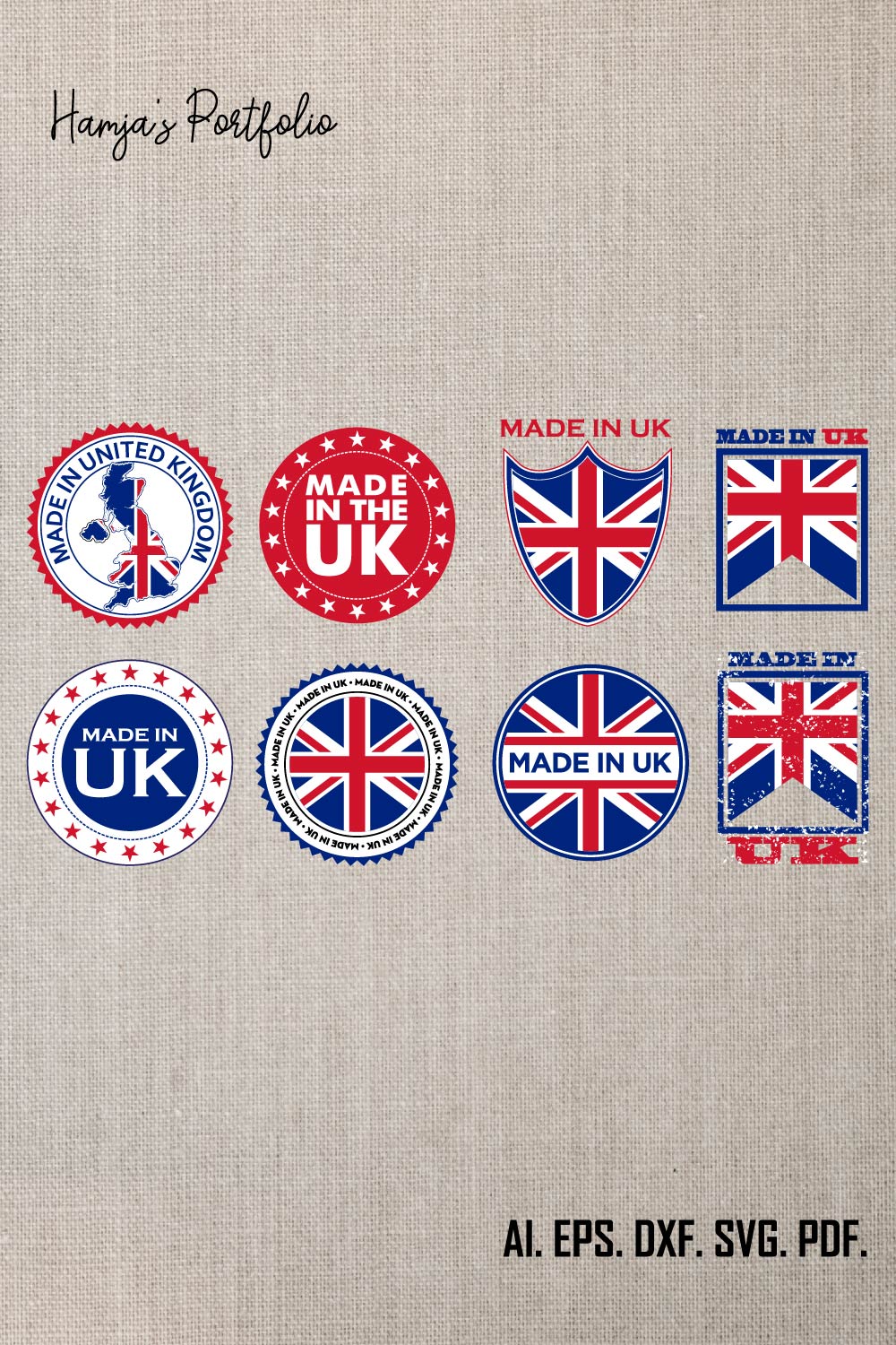 Made in UK SVG Label | Made in The Uk EPS Vector | Made in England | English Made Png Icon | Made in United Kingdom Svg Badge with Flag pinterest preview image.