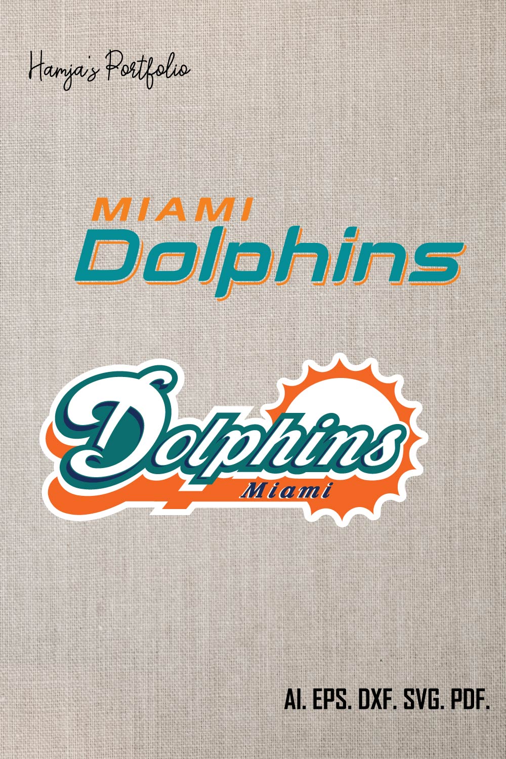 Miami Dolphinns Football SVG ll Sport vector logo set pinterest preview image.