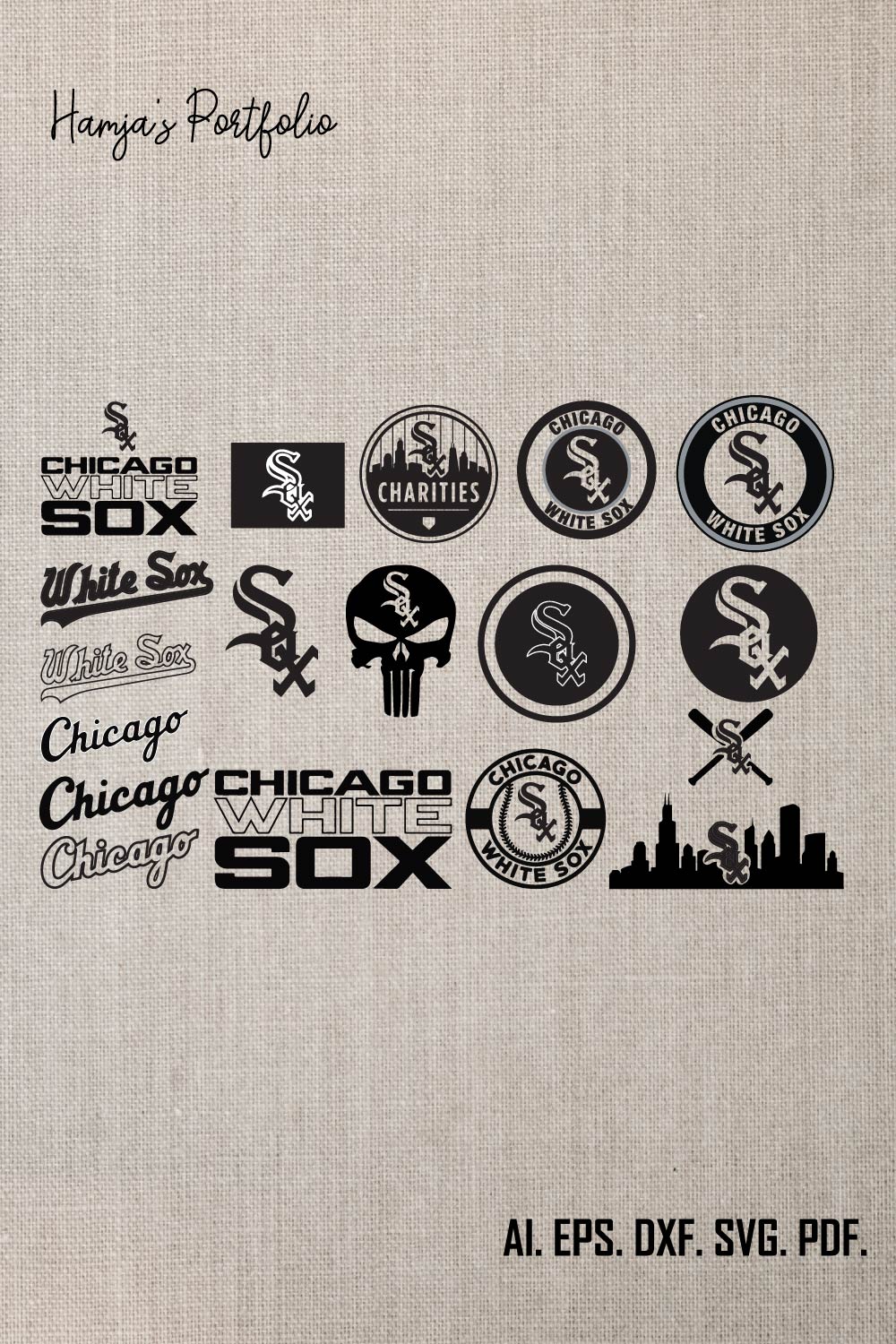 Chicago White Soxx SVG PNG, svg Sports files, Svg For Cricut, Clipart, baseball Cut File, Layered SVG For Cricut File pinterest preview image.