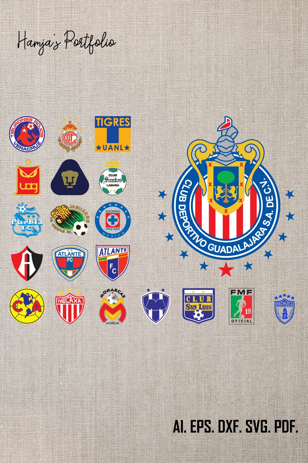 Mexican Football Team Logo, Mexican Football Soccer Teams logo, Sport vector logo design set pinterest preview image.