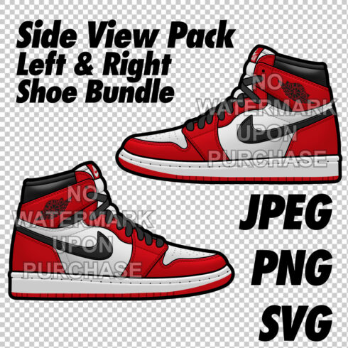 Air Jordan 1 Chicago Side View Pack JPEG PNG SVG files cover image.