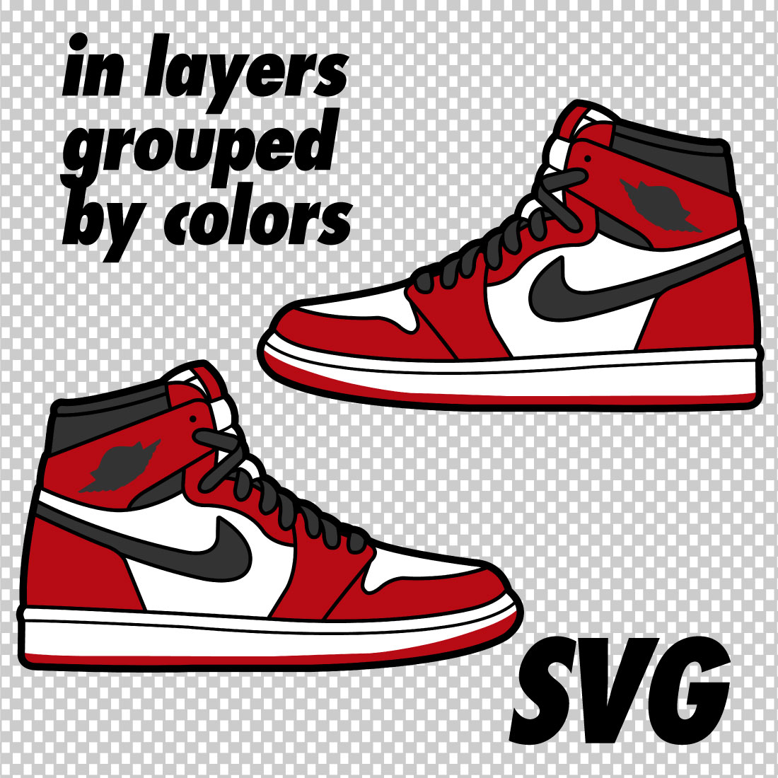 Air Jordan 1 Chicago Side View Pack JPEG PNG SVG files preview image.