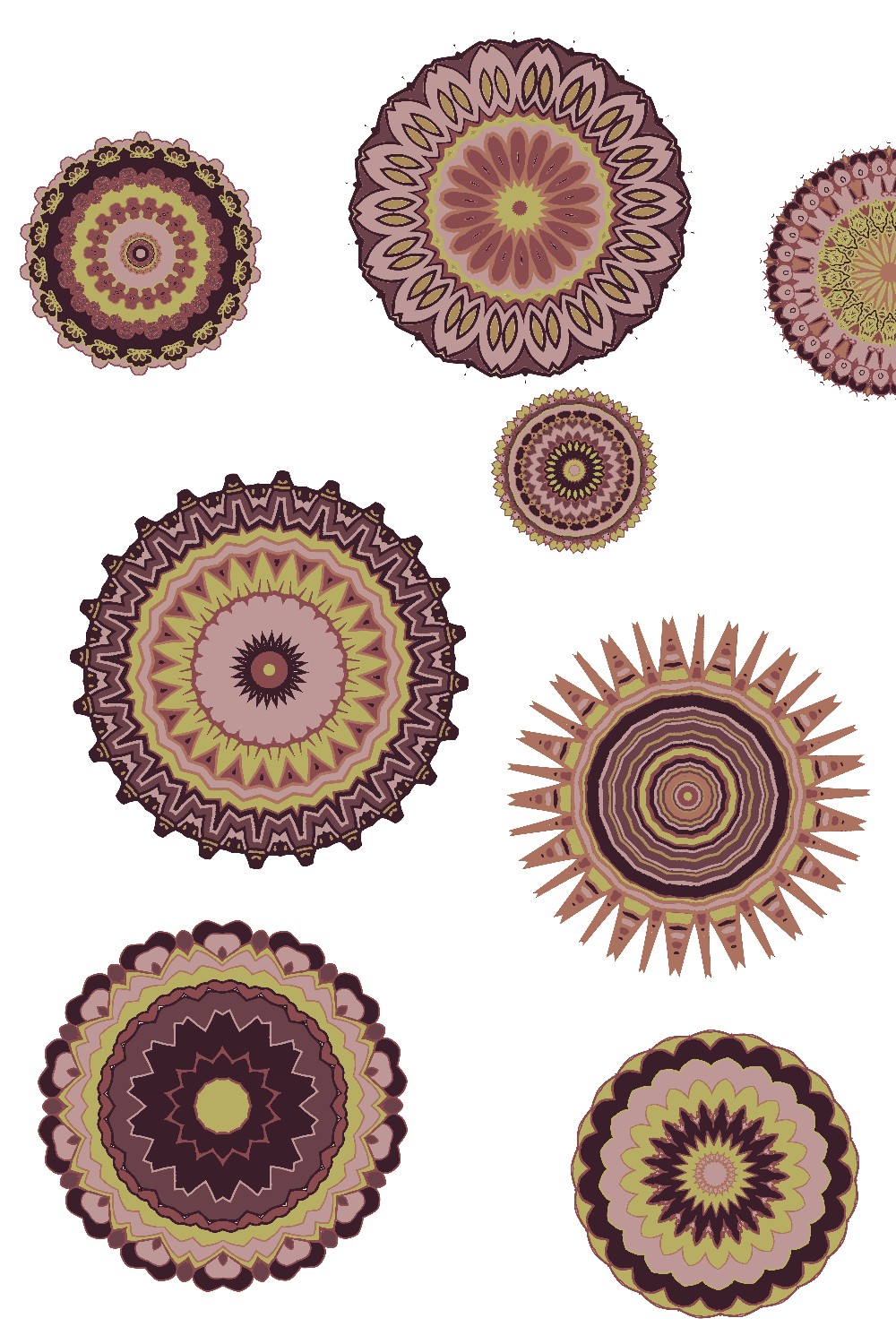 Mauve Mandala Sticker Set of 12 pinterest preview image.