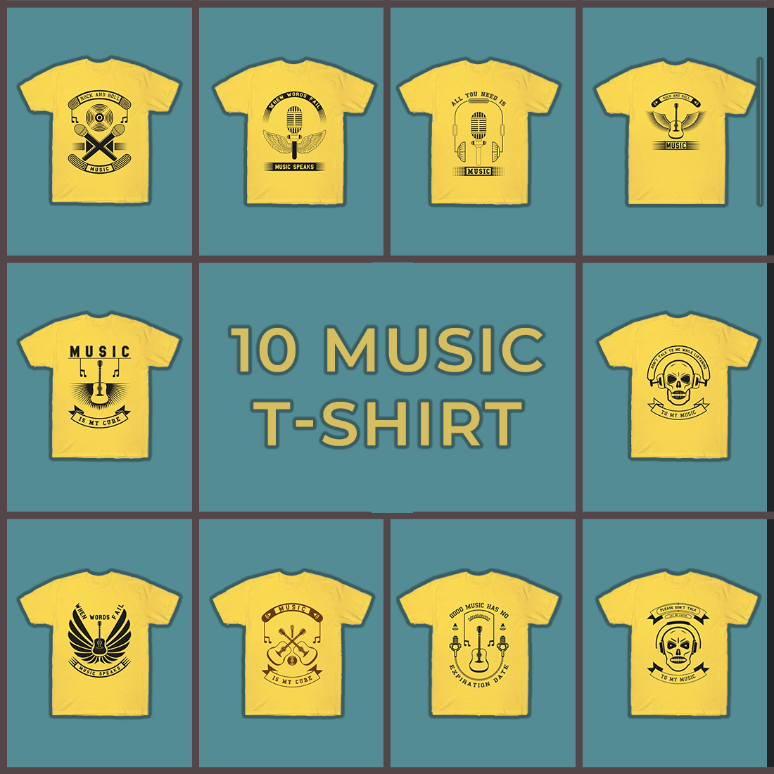 10 Music T Shirt Designs Bundle preview image.