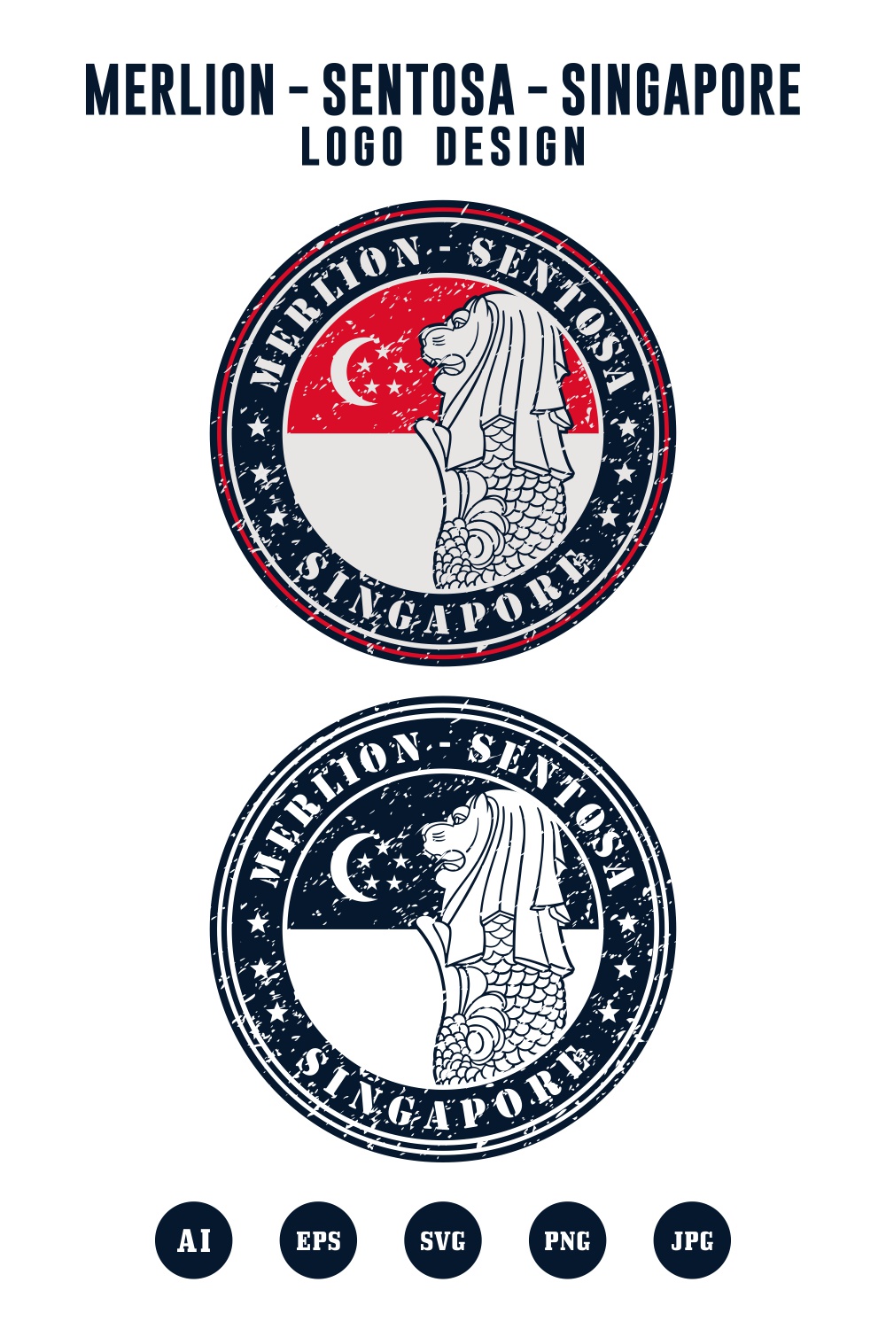 Merlion sentosa singapore logo design collection - $4 pinterest preview image.