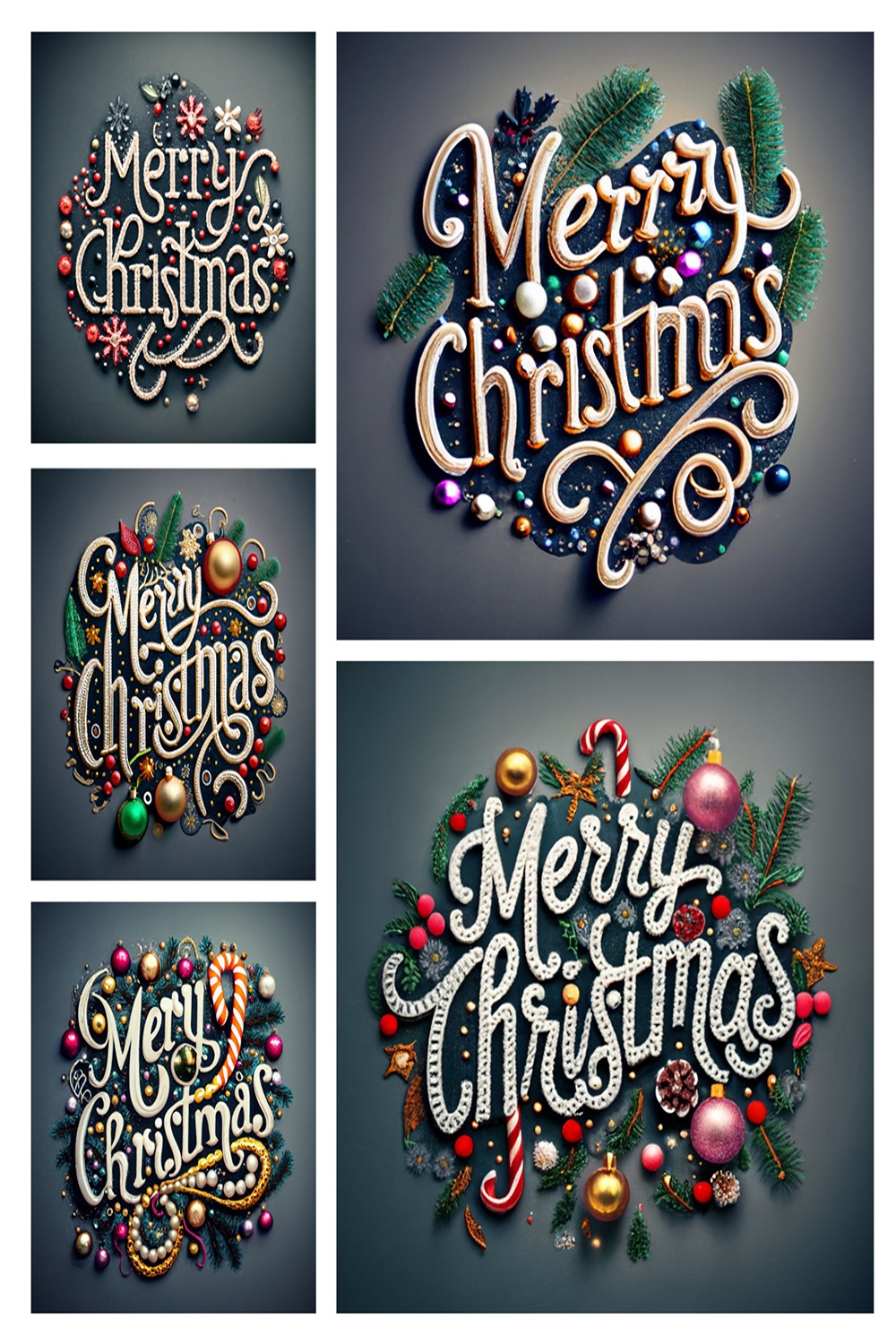 Merry Christmas - Text Design Template pinterest preview image.