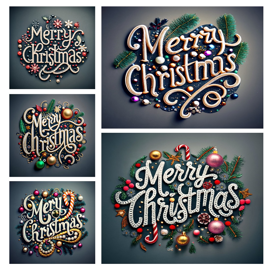 Merry Christmas - Text Design Template preview image.