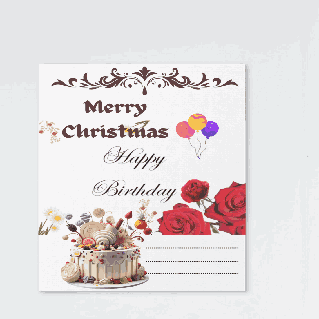 Beautiful design birthday card, merry Christmas cover image.