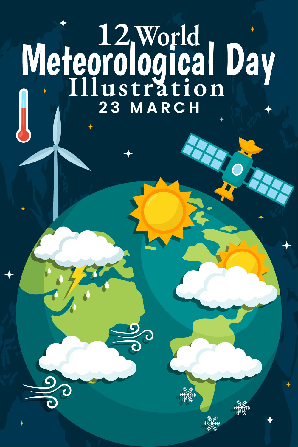 12 World Meteorological Day Illustration pinterest preview image.