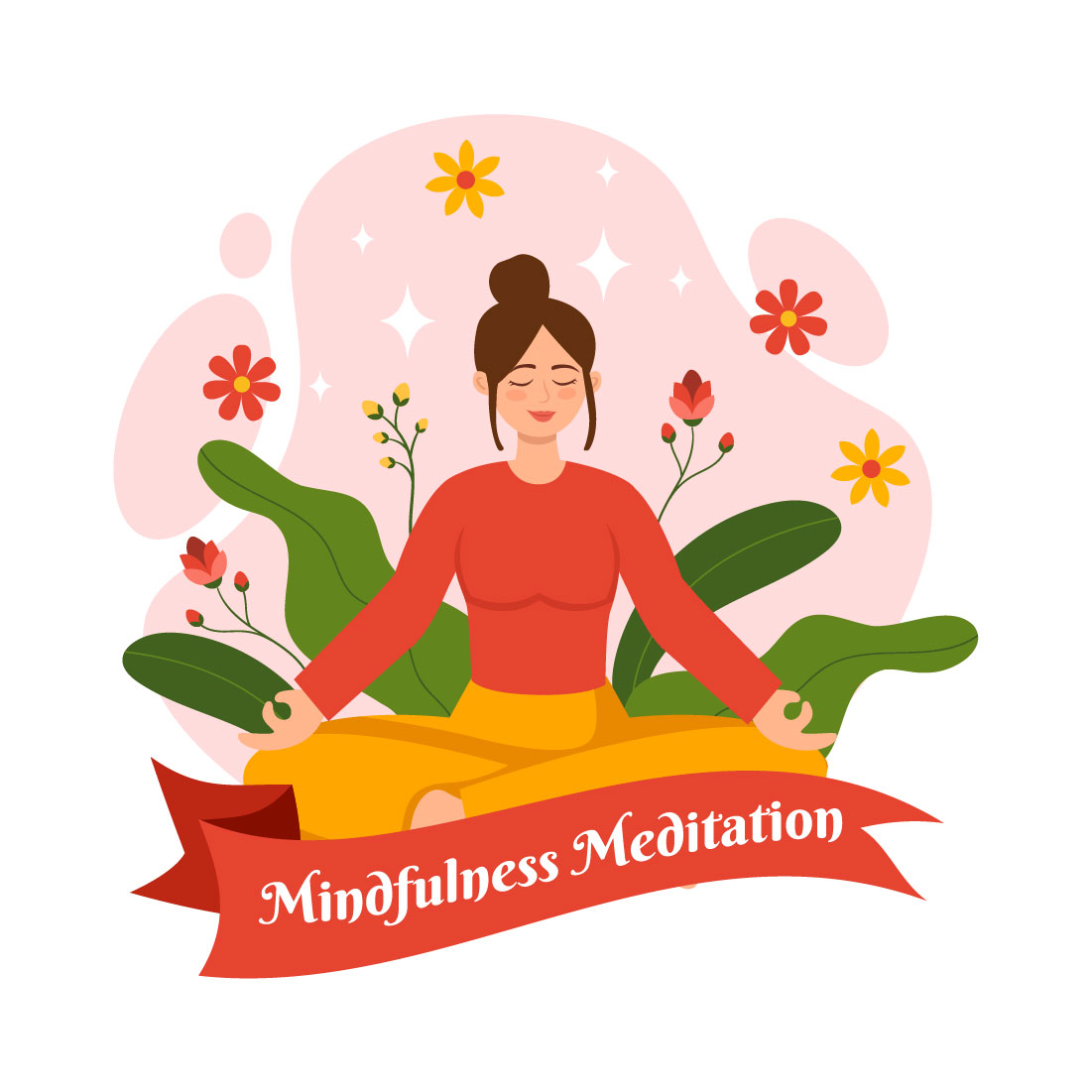 12 Mindfulness Meditation Illustration preview image.
