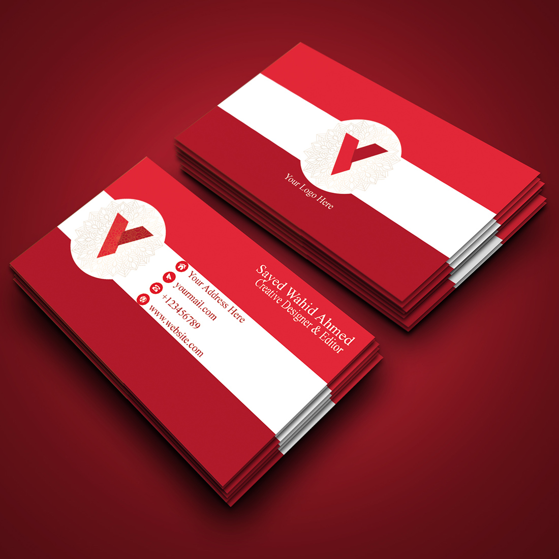 Red chill business card preview image.