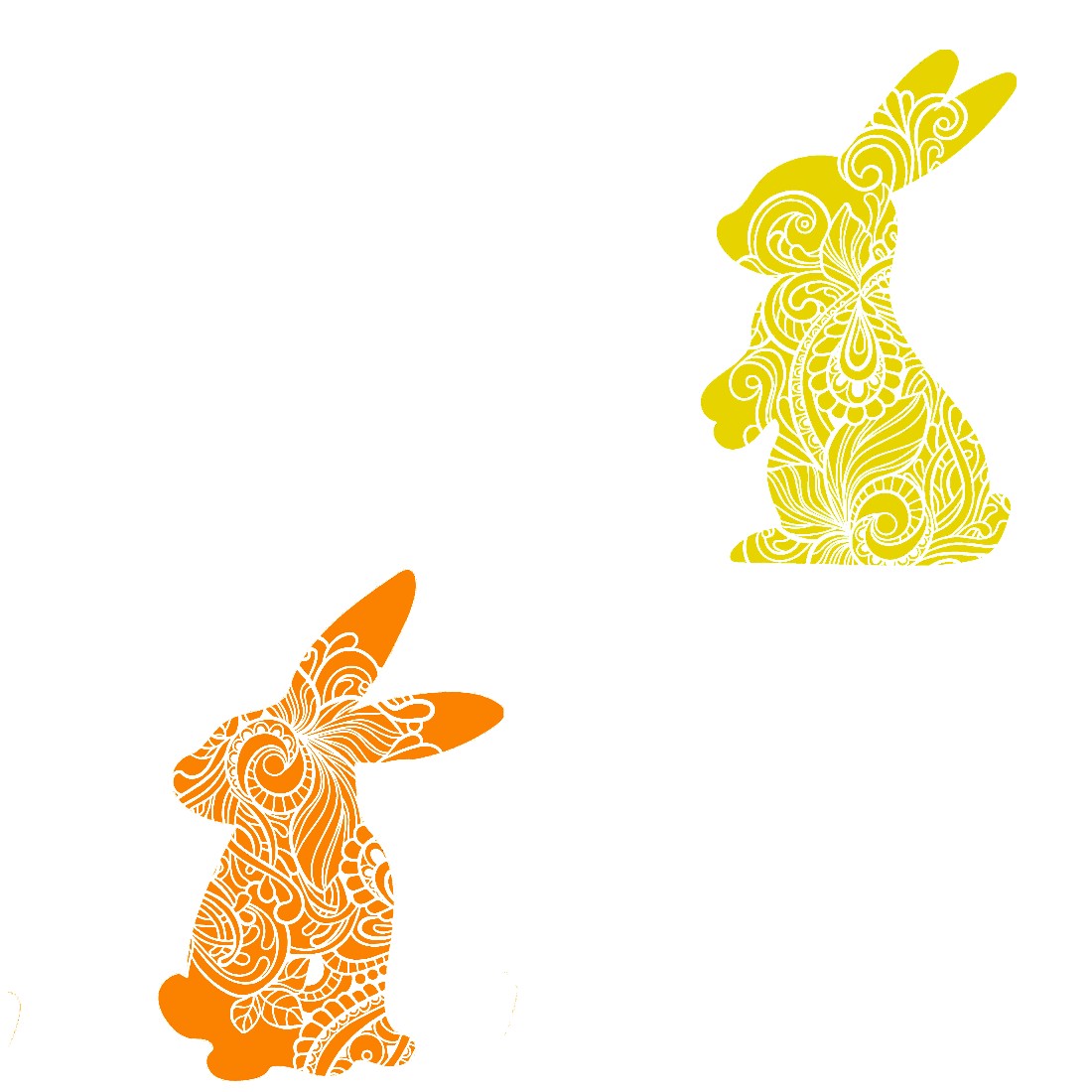 Decorative Bunny Set of 6 Stickers Muliti Colored Colorful Rabbit Animal SVG Files preview image.