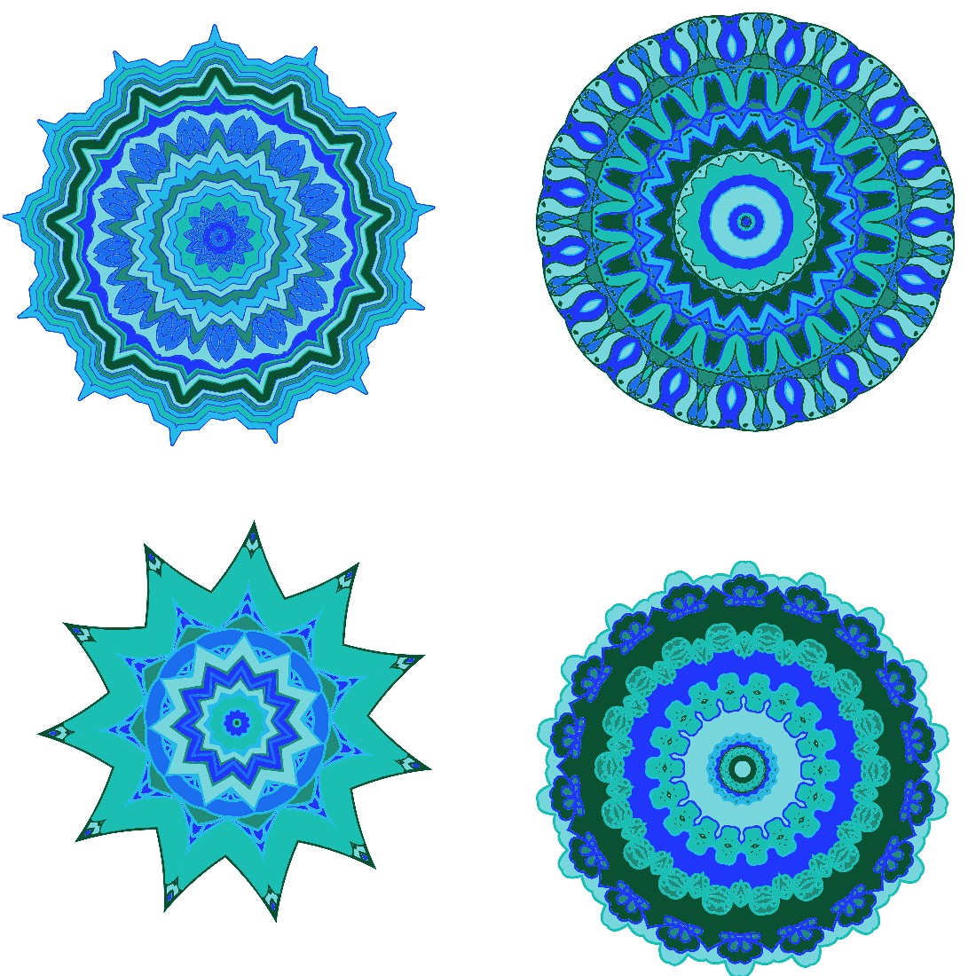 Sky Blue Mandala Sticker Set of 12 - MasterBundles