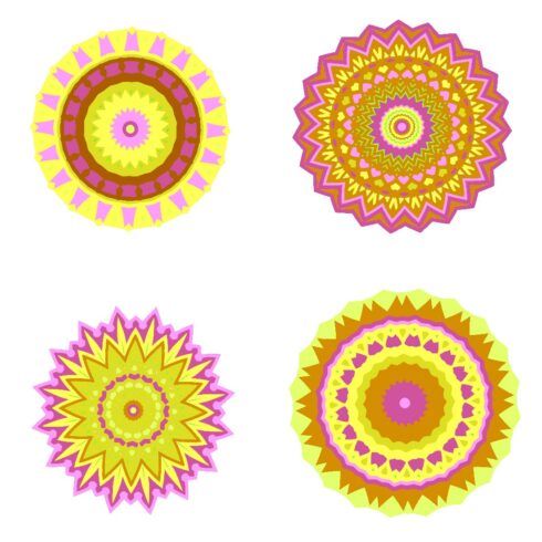 Yellow Pink Mandala Sticker Set of 12 cover image.
