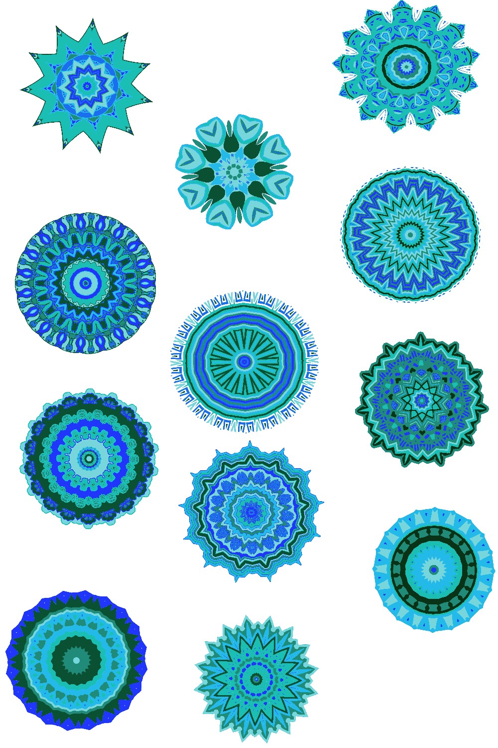 Sky Blue Mandala Sticker Set of 12 pinterest preview image.