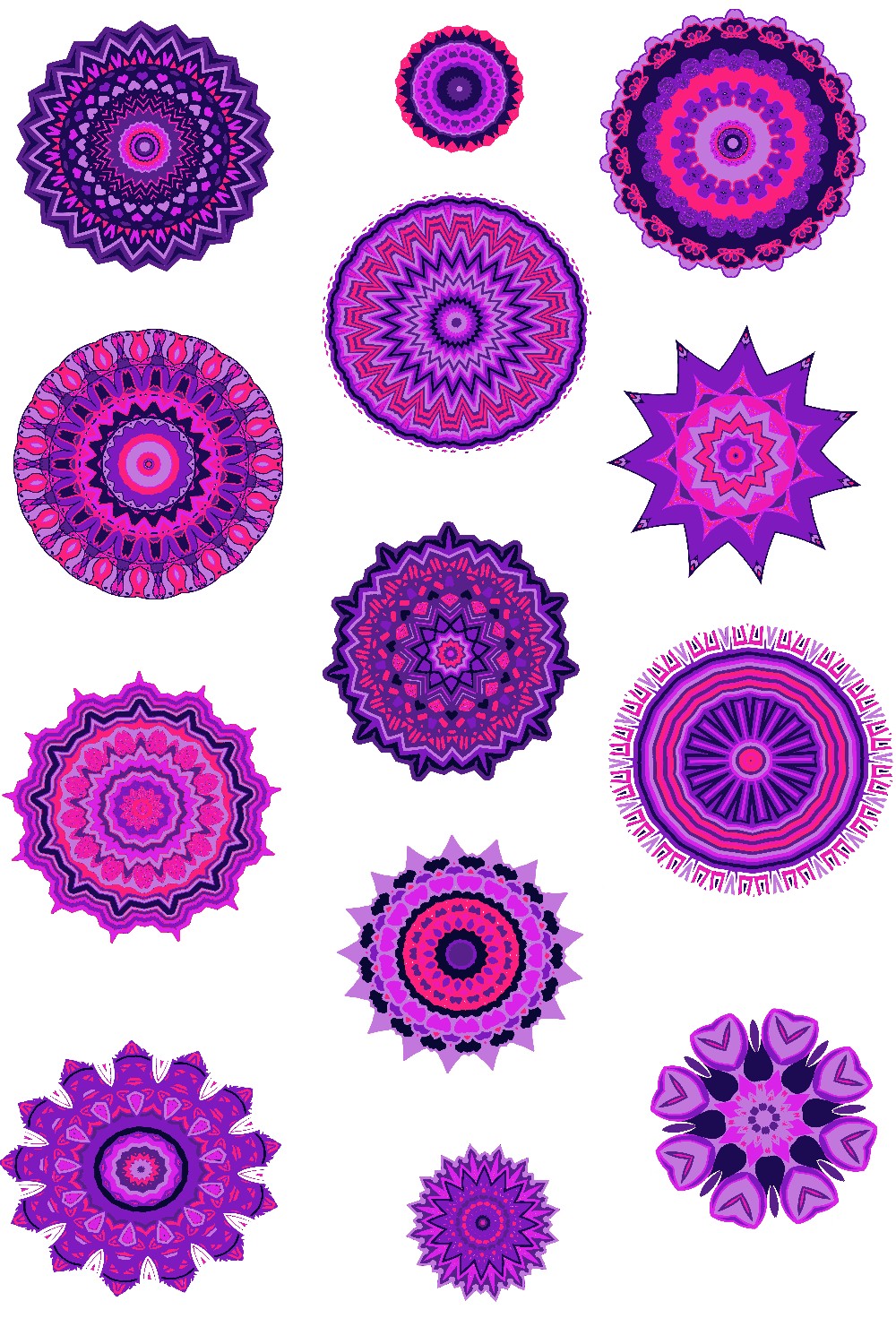 Mauve Mandala Sticker Set of 12 pinterest preview image.