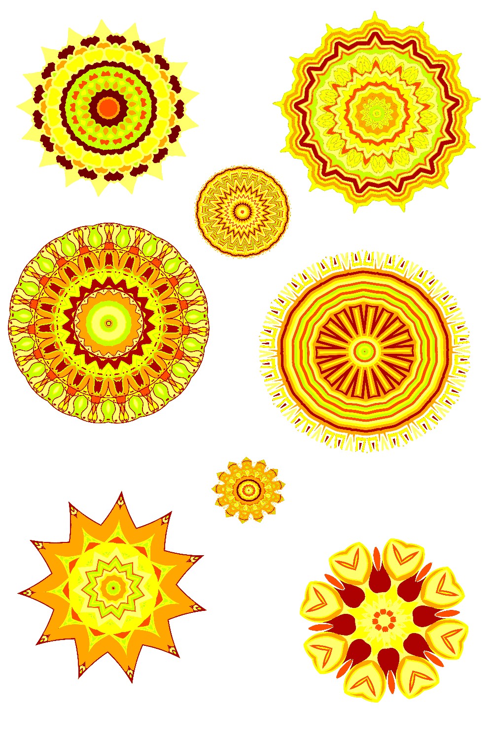 Sunset Orange Mandala Sticker Set of 12 pinterest preview image.