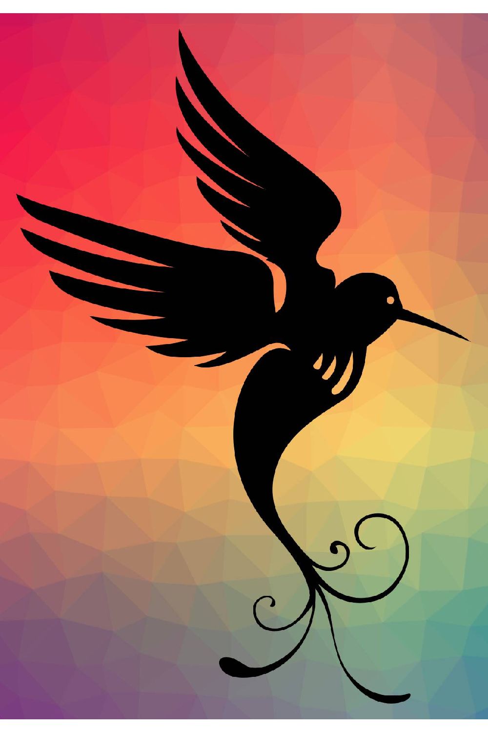 Colorful background with bird shadow pinterest preview image.