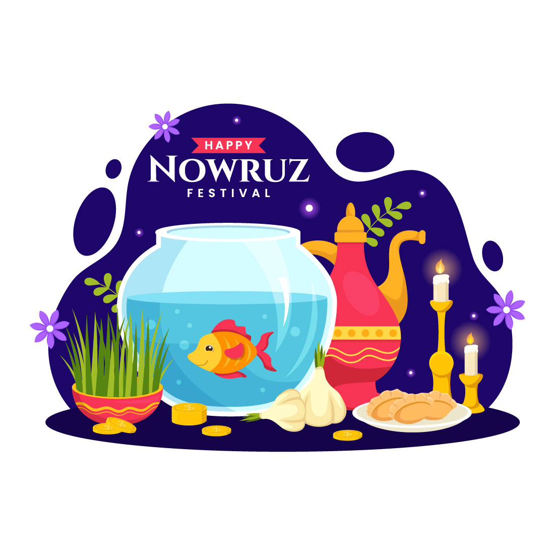 12 Happy Nowruz Day Illustration preview image.
