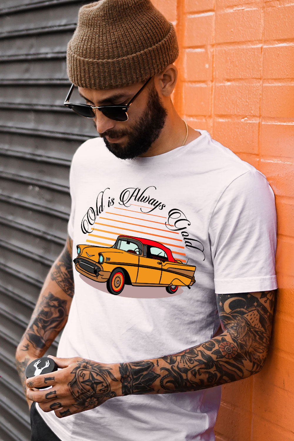 Old is Always Gold T Shirt Design pinterest preview image.