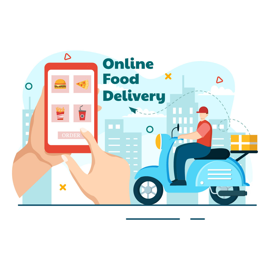 12 Online Food Delivery Illustration preview image.
