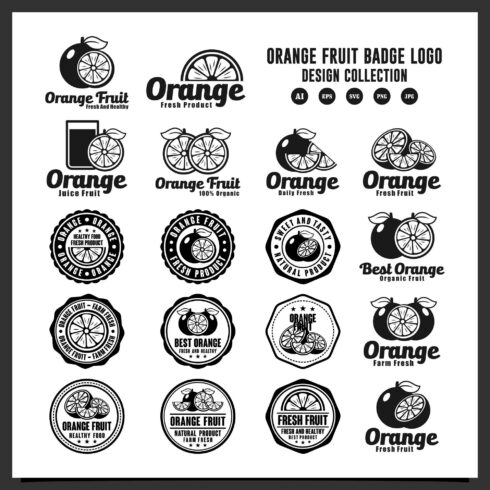 Set 18 Orange fruit badge logo design collection - $6 cover image.