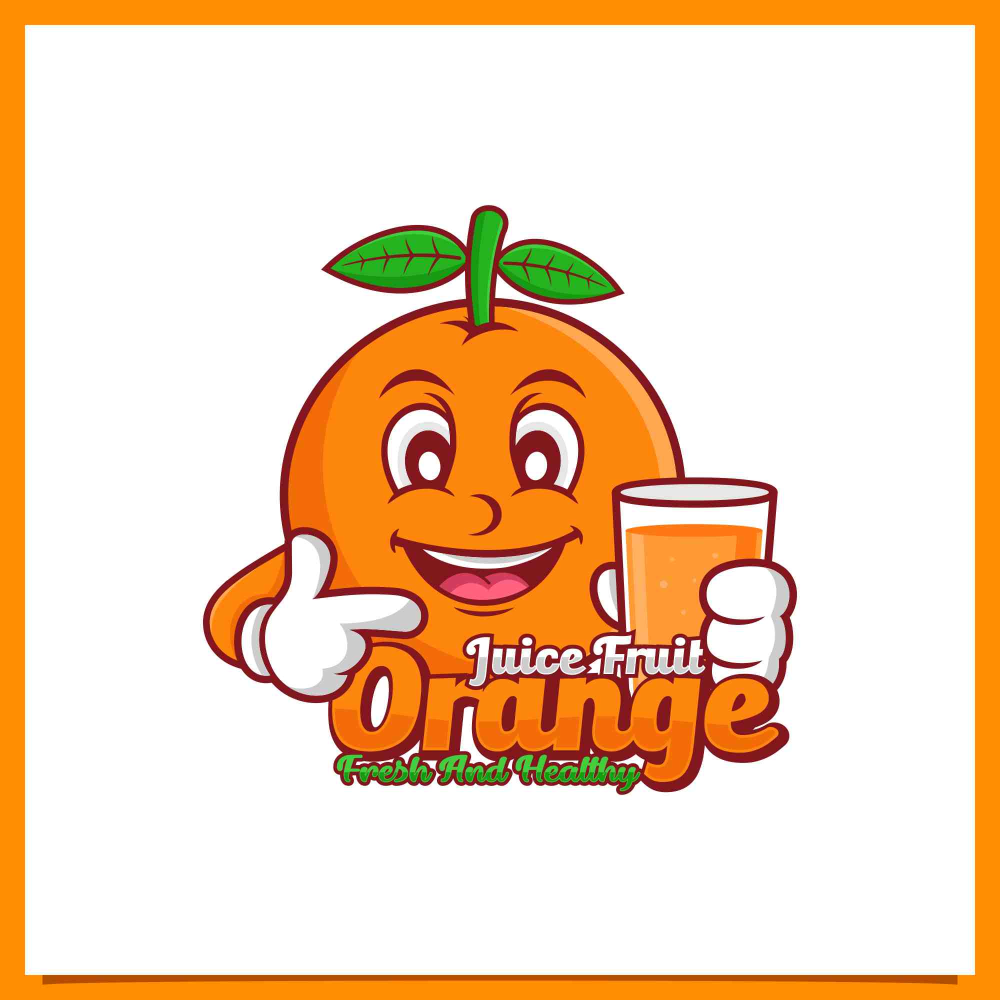 orange fruit juice mascot logo 2 854