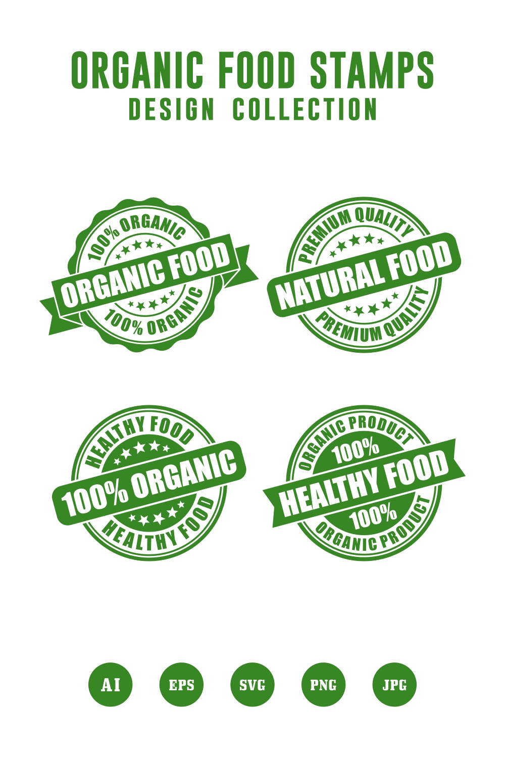 Organic food stamps logo design collecton - $ 4 pinterest preview image.