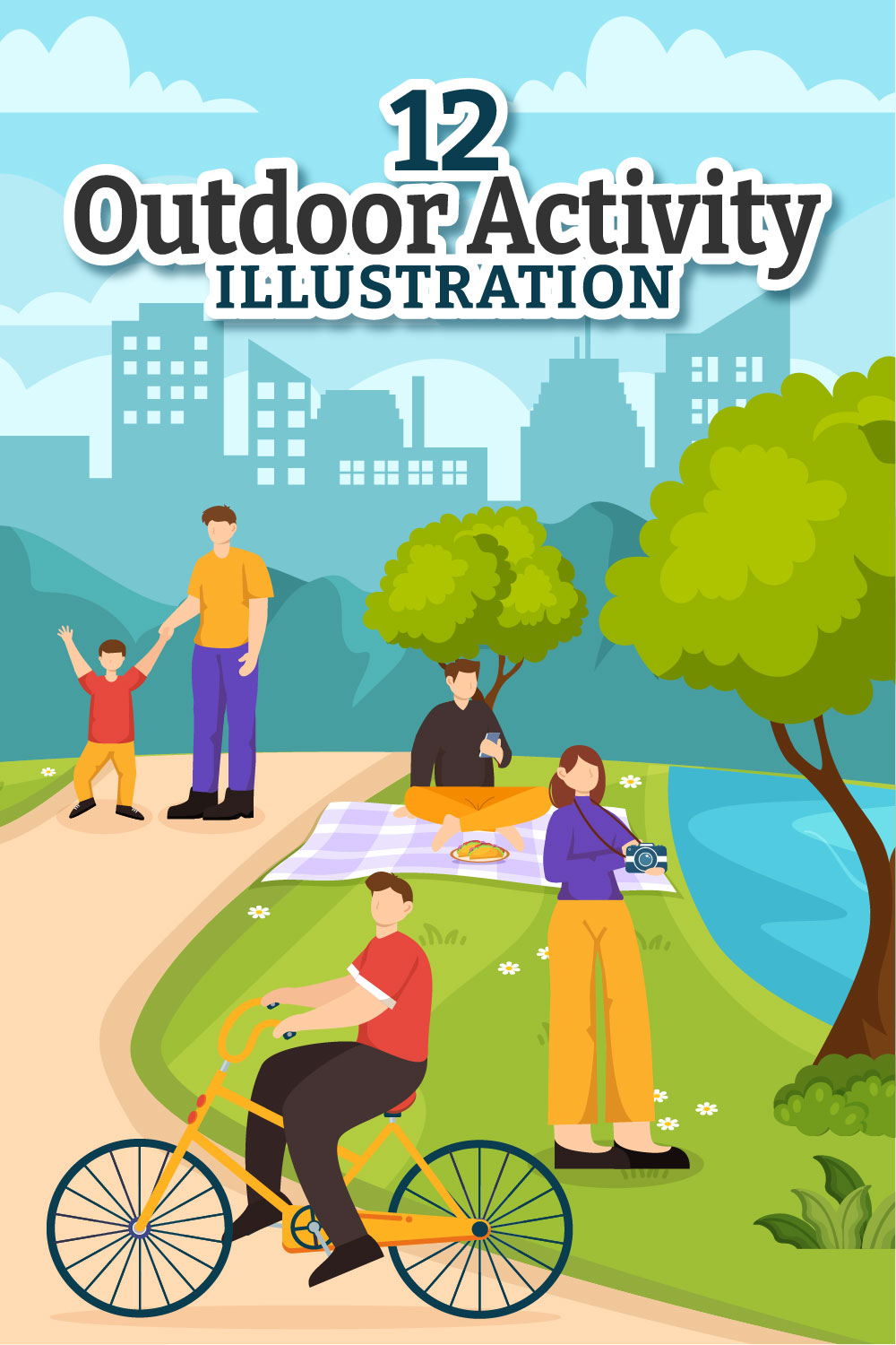 12 Outdoor Activity Illustration pinterest preview image.
