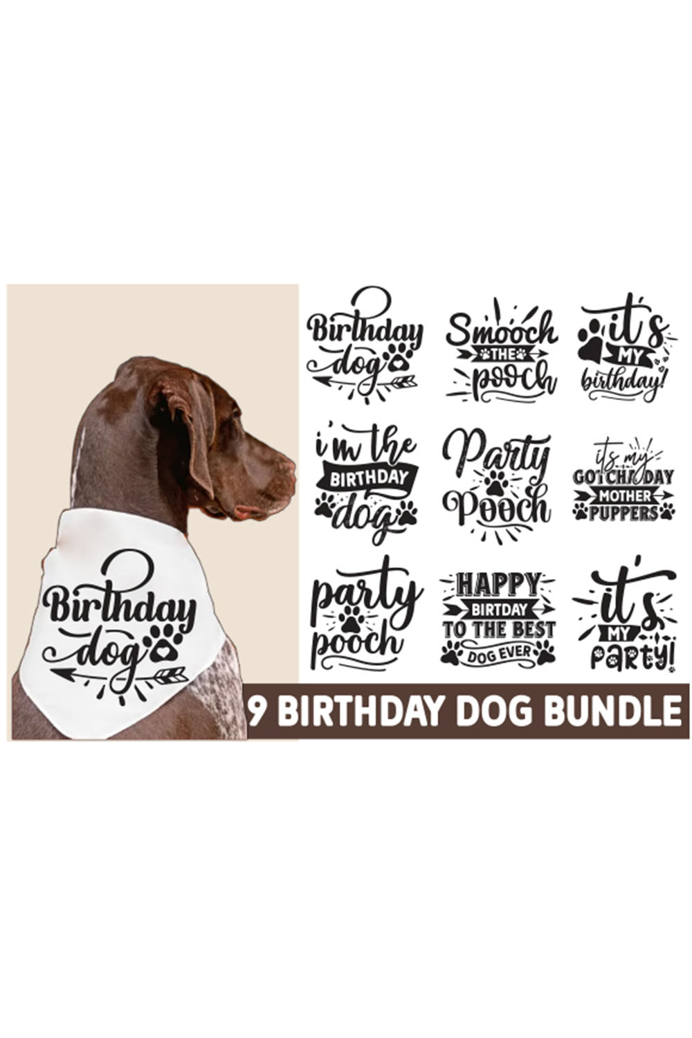 Birthday Dog Bandana SVG, Dog Bandana SVG, Birthday Dog svg pinterest preview image.