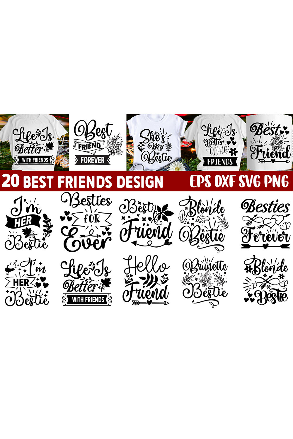 Friendship Svg Bundle, Friendship Svg Design pinterest preview image.