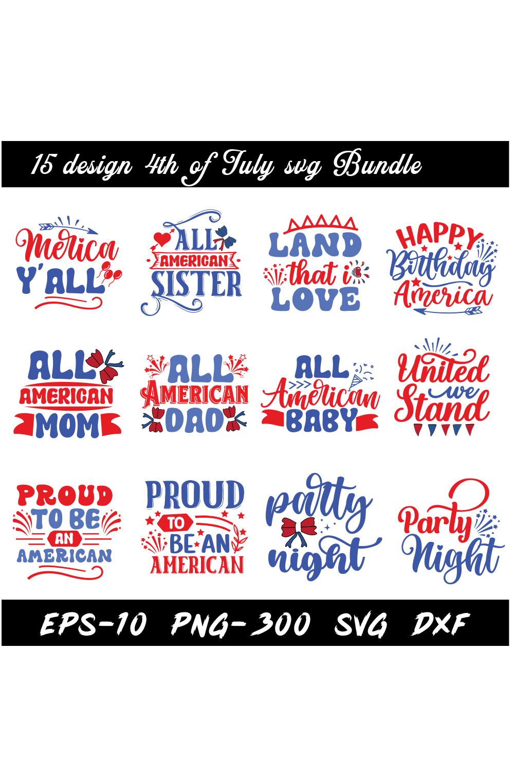 4th of July SVG Design Bundle pinterest preview image.