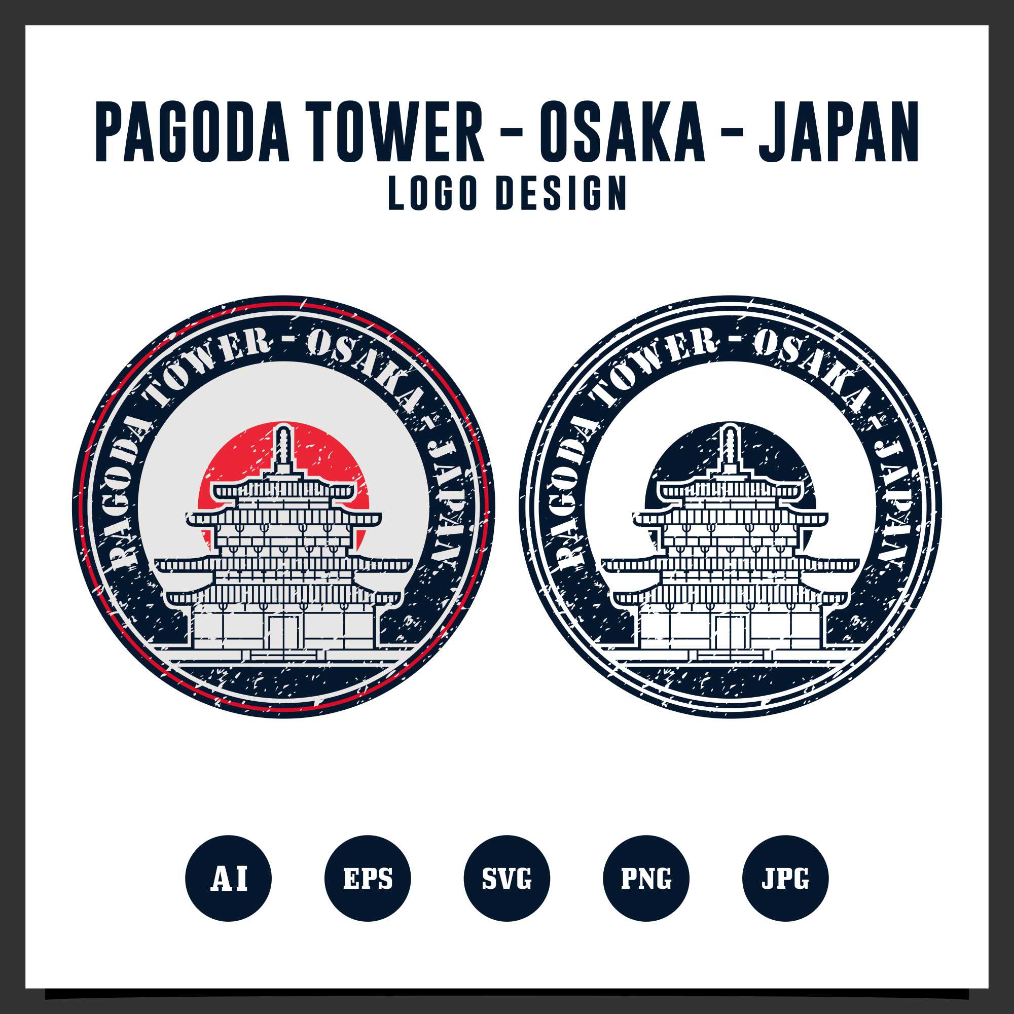 Pagoda Tower Osaka Japan logo design collection - $4 cover image.