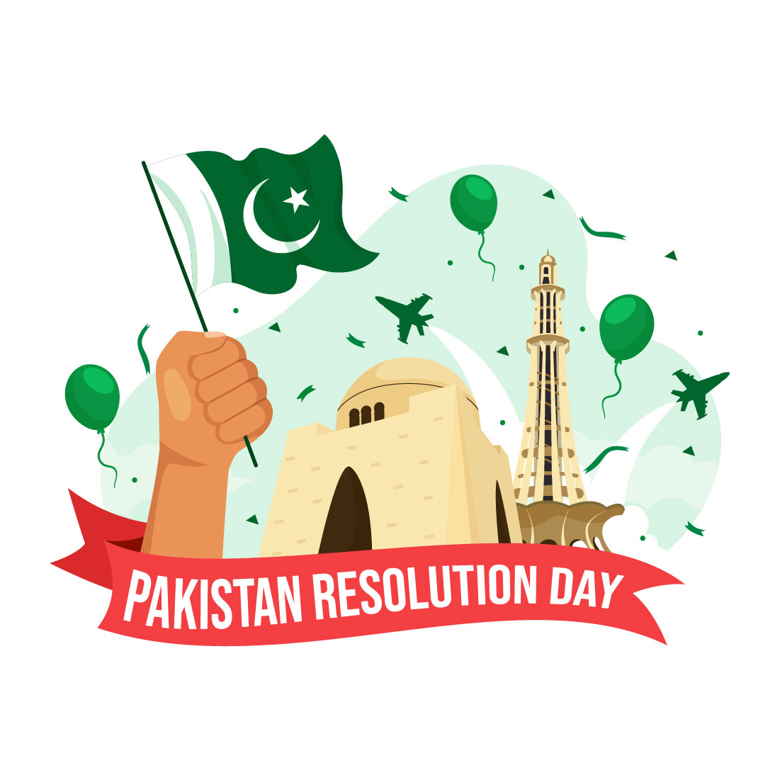 12 Pakistan Resolution Day Illustration cover image.