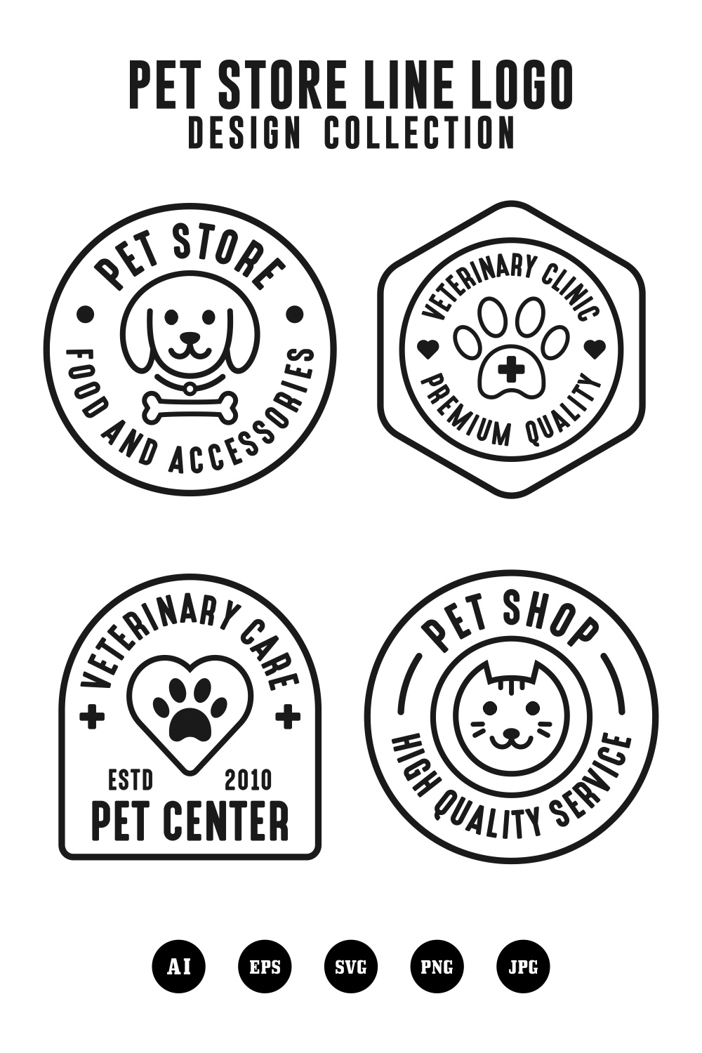 Set Pet store set logo design collection - $6 pinterest preview image.