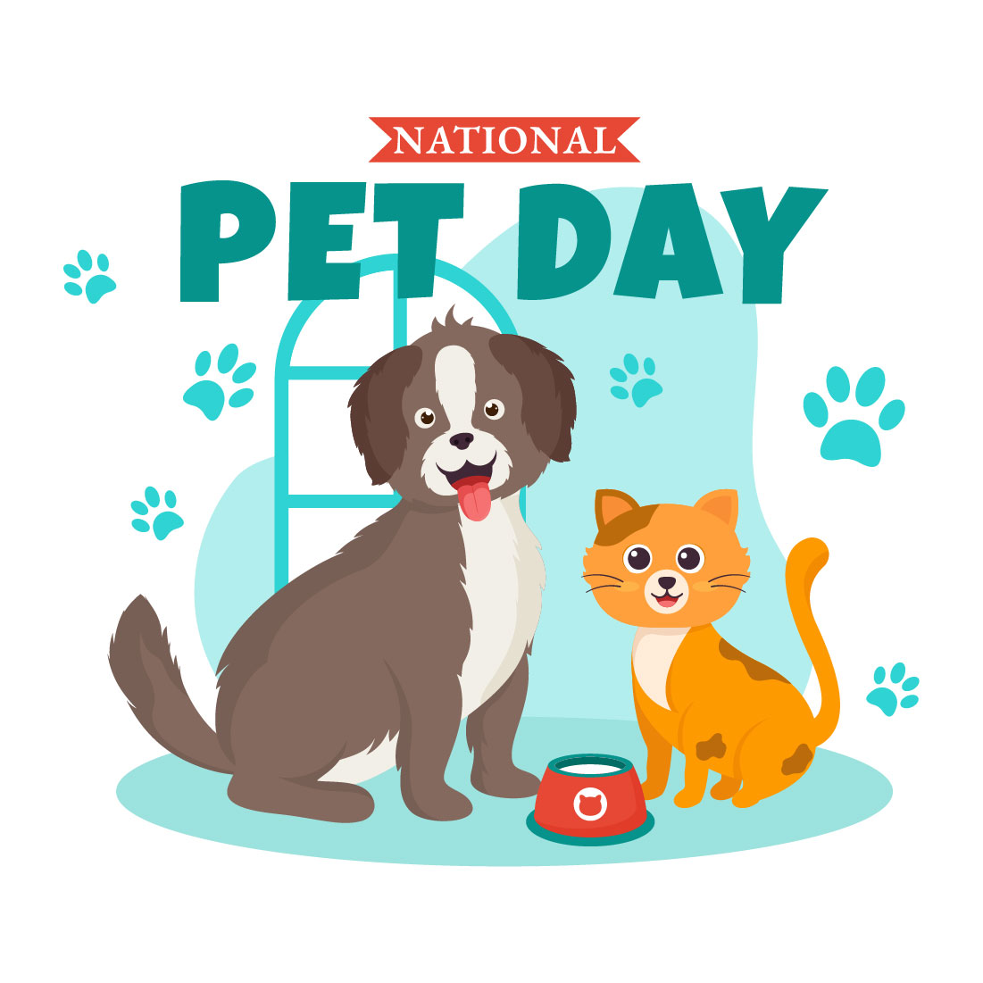 12 National Pet Day Illustration preview image.