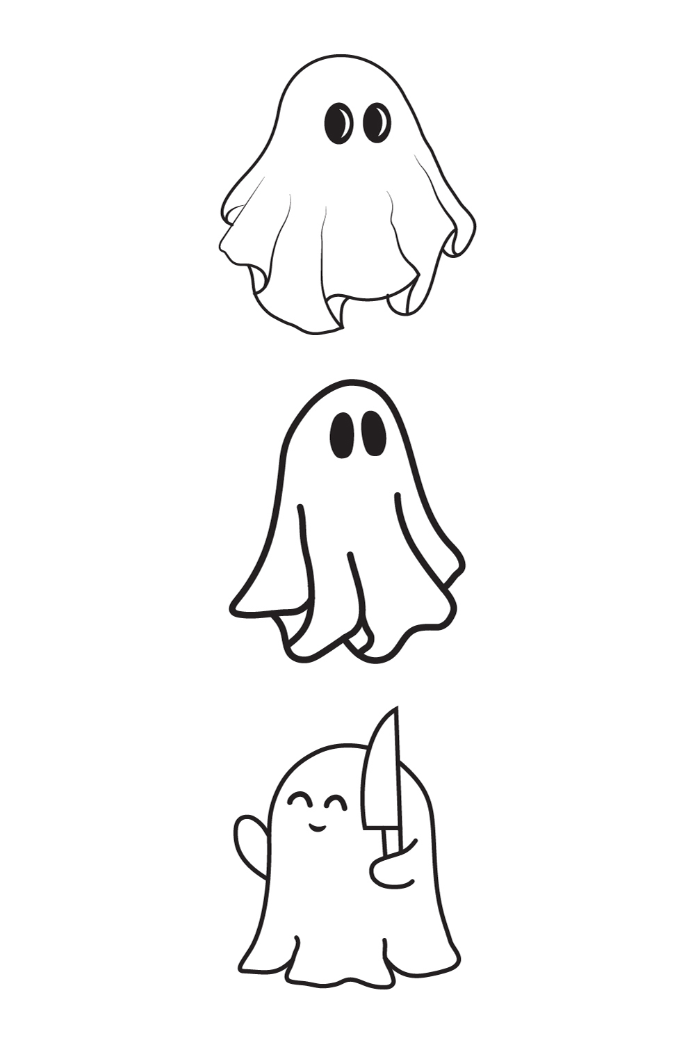 Cute Halloween Ghost Illustrations pinterest preview image.