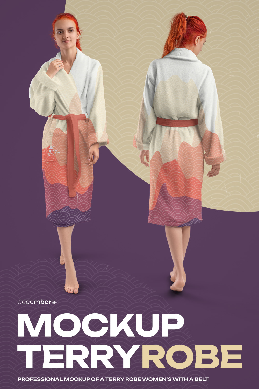 5 Mockups of a Terry Long Robe pinterest preview image.