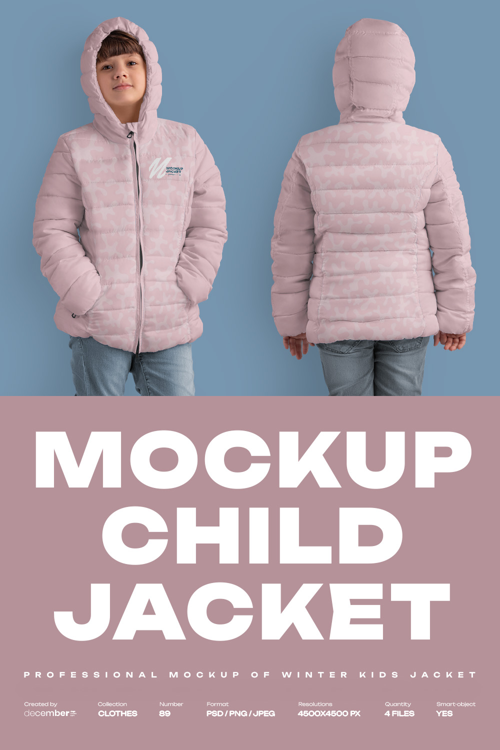 4 Mockups of a Kids Jacket pinterest preview image.