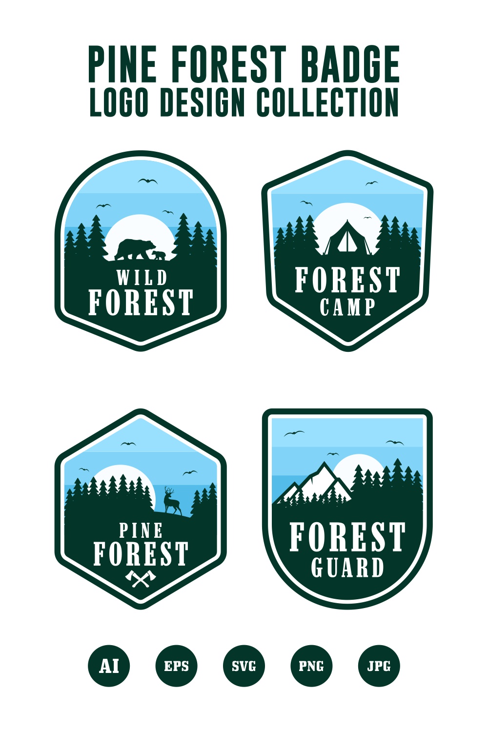 Set Pine forest badge logo collection - $4 pinterest preview image.