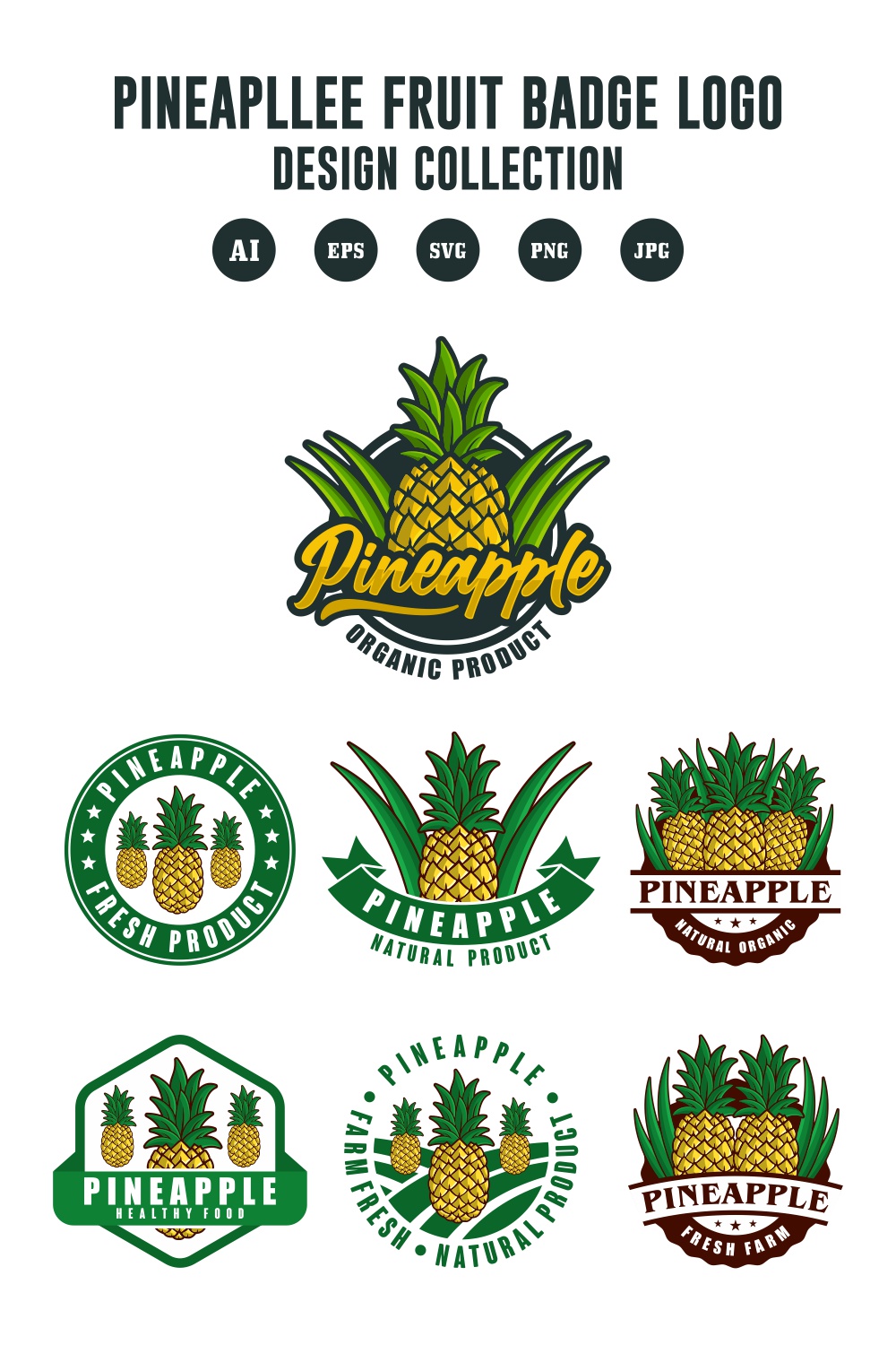Set Pineapple badge logo design collection - $8 pinterest preview image.