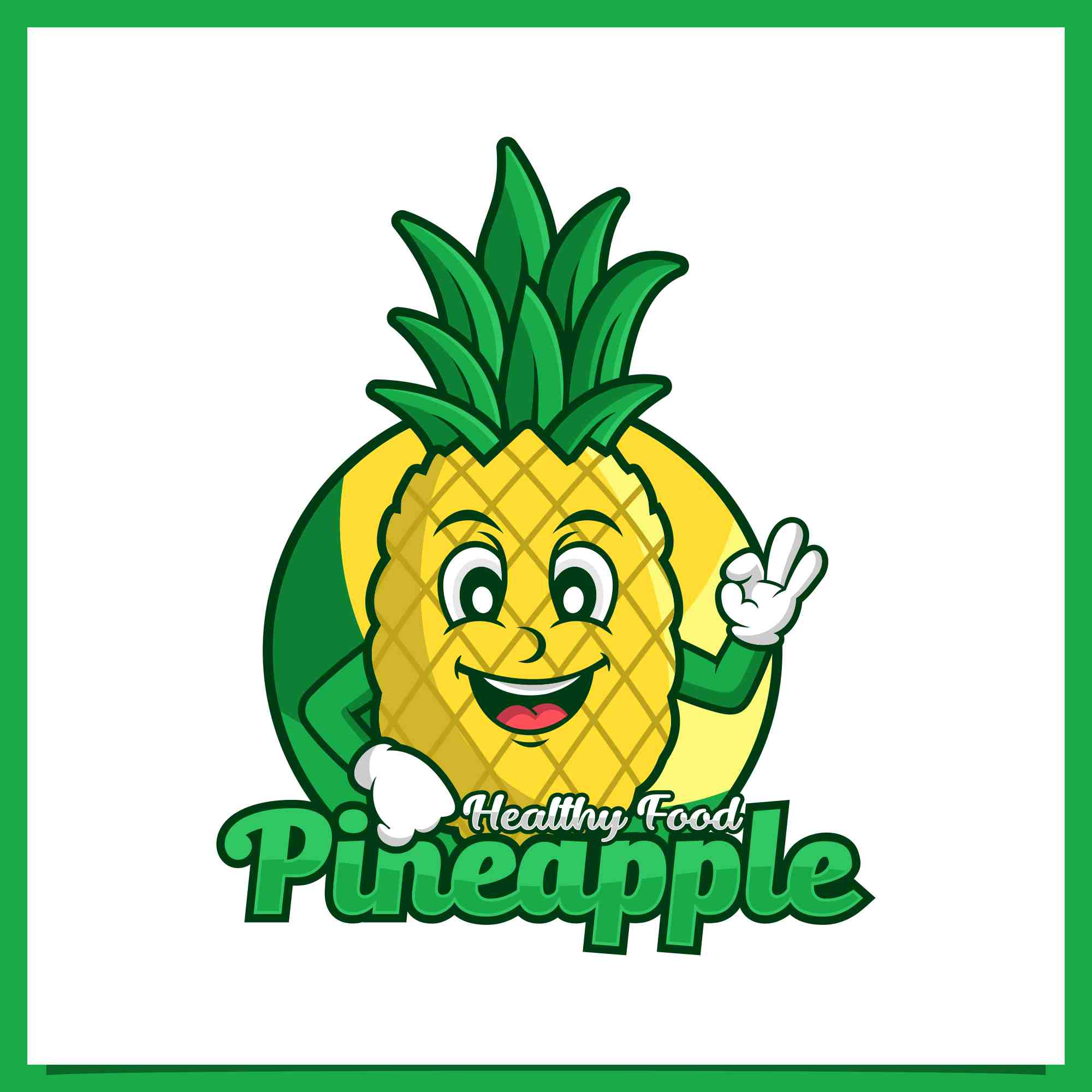 pineapple fruit mascot cartoon logo design 2 173